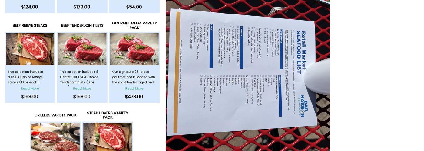 Steak & Seafood To Your Door Menu