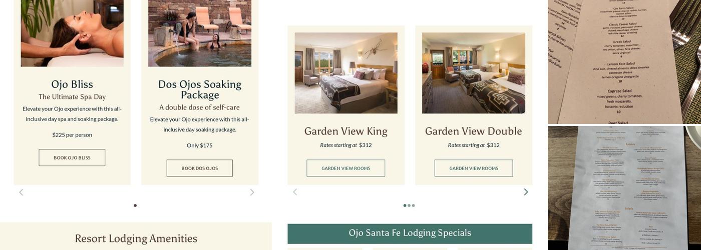 Artesian Restaurant Menu