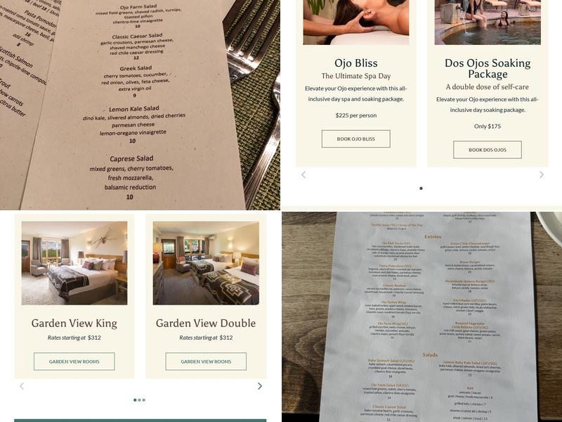 Artesian Restaurant Menu