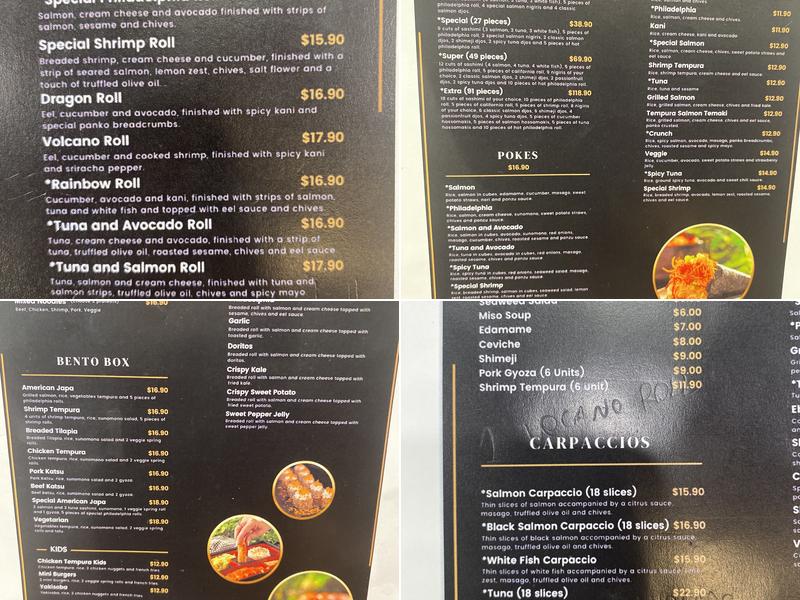 American Japa sushi Millenia Menu