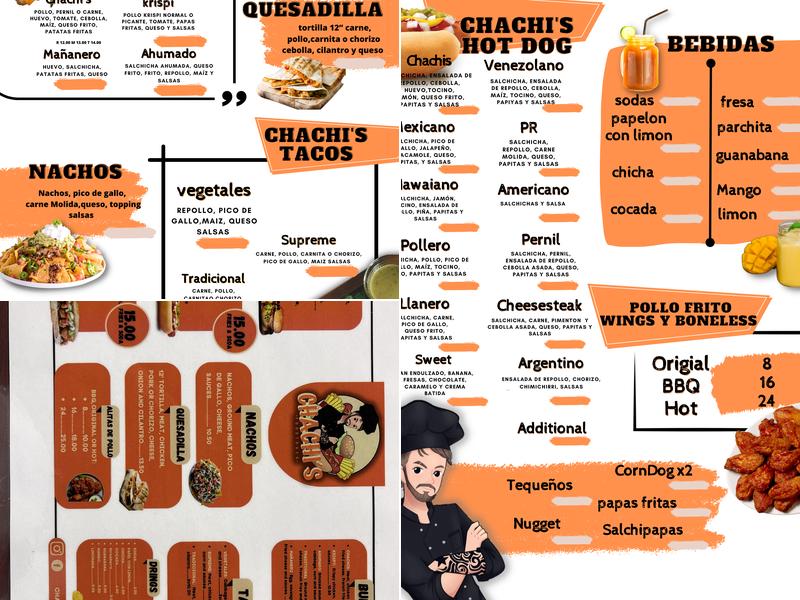Chachis food truck Menu
