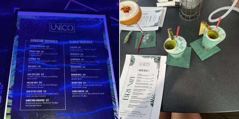 Unico Gastrobar Menu