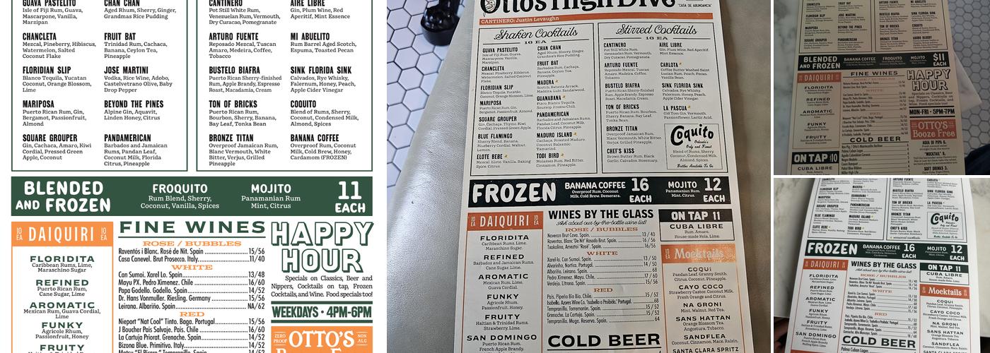 Otto’s High Dive Menu