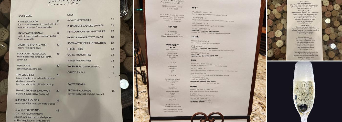 Herzog Wine Cellars Menu