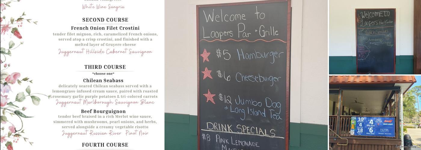 Loopers Par & Grille Menu