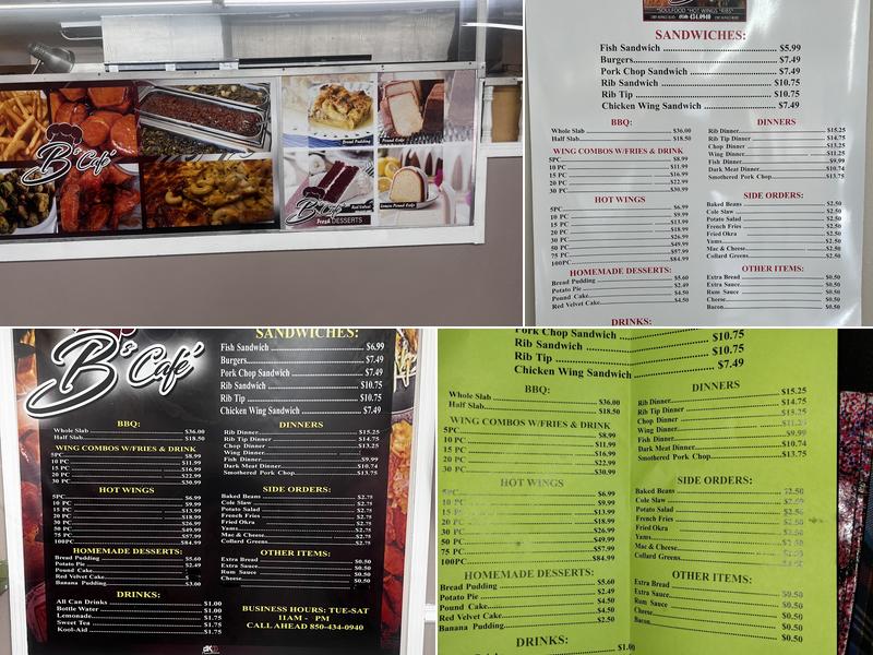 B's Cafe Menu