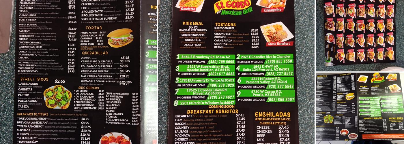 EL GORDO MEXICAN GRILL #9 Menu