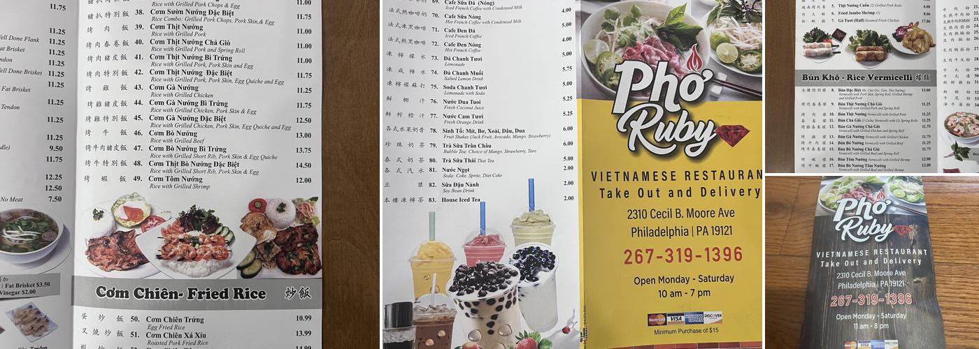 Pho Ruby Menu