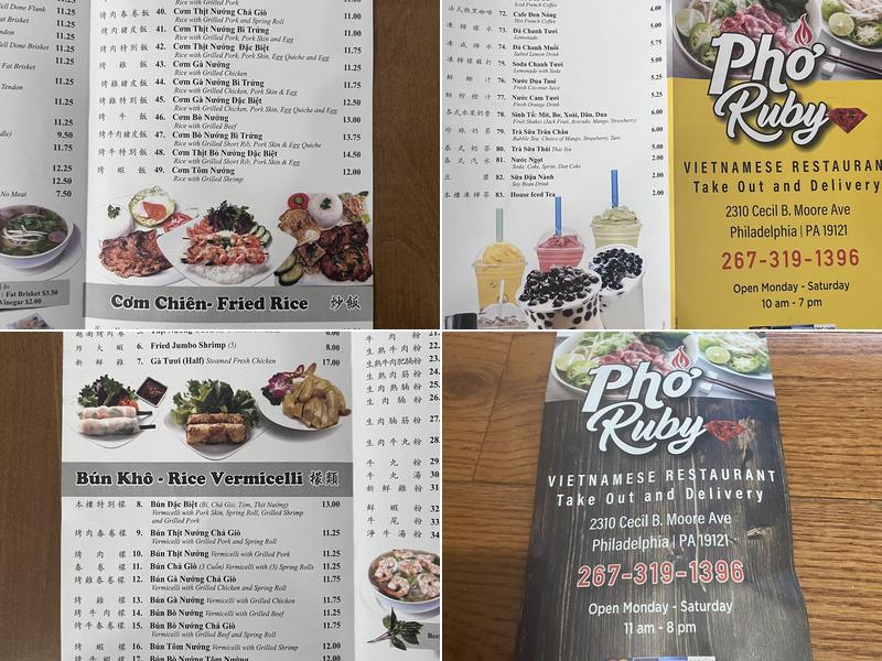 Pho Ruby Menu