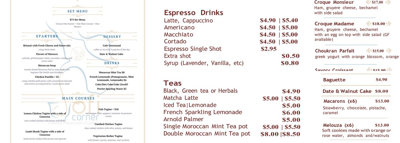 Sofi Corner Cafe Menu
