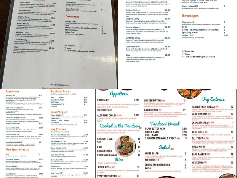 Maya's Kitchen Indian Cuisine Menu