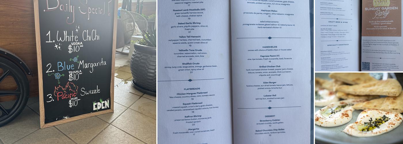 Eden Rooftop Bar Menu