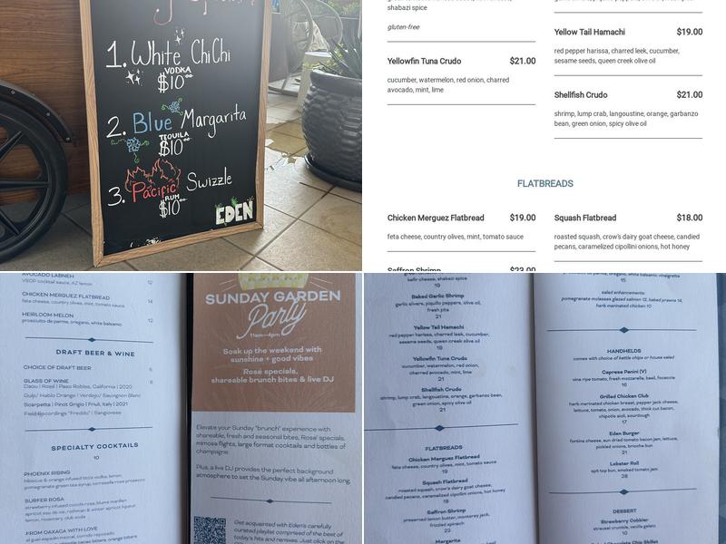 Eden Rooftop Bar Menu