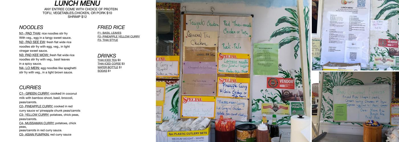 Thai Gourmet Food Truck Menu