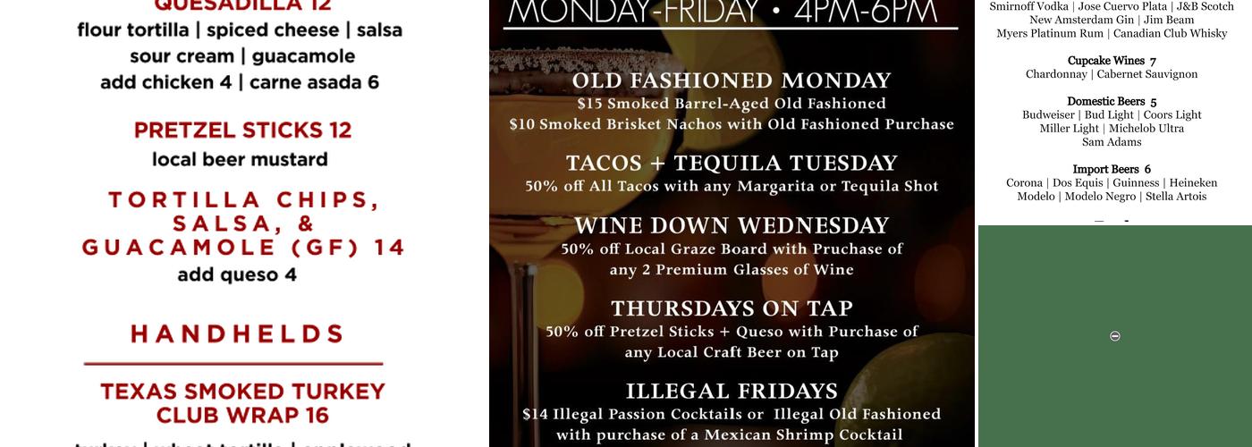 Prairie Fire Bar Menu