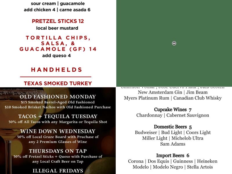 Prairie Fire Bar Menu