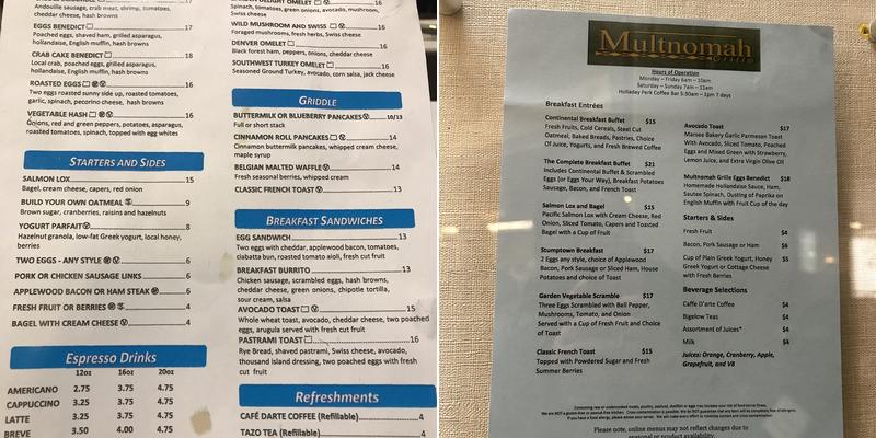 MULTNOMAH GRILL Menu