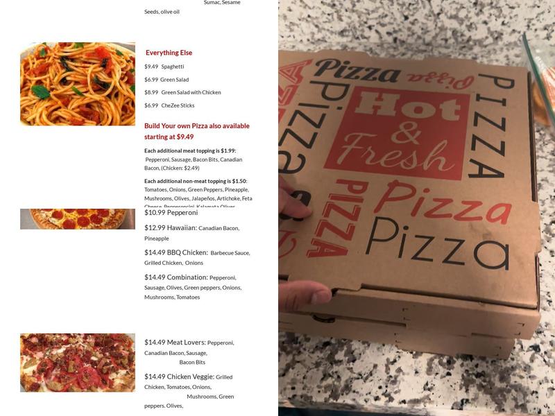 CheZee Pizza Menu