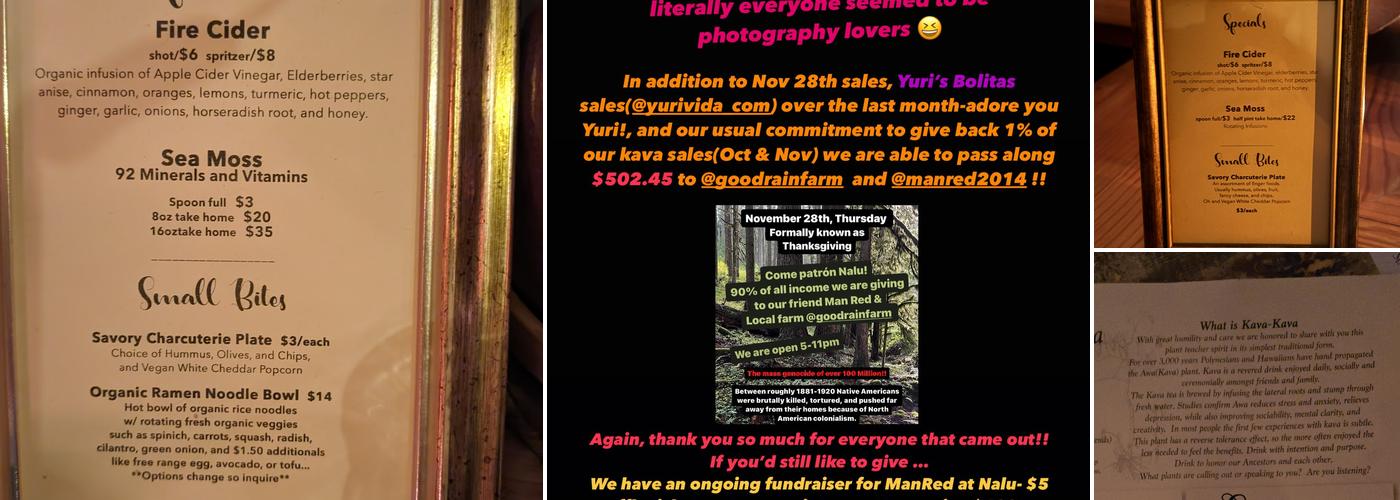 Nalu Kava Lounge Tea House Menu