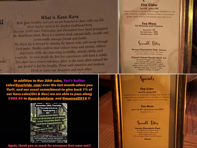 Nalu Kava Lounge Tea House Menu