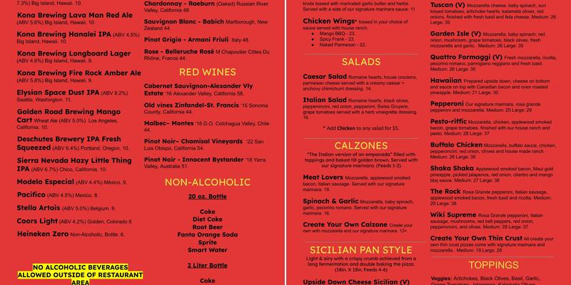 Wiki Pizza Menu