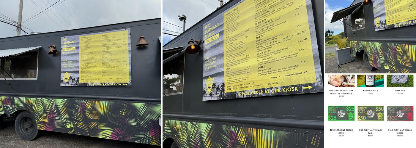 The elephant Shack Menu