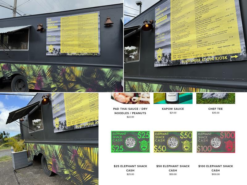 The elephant Shack Menu