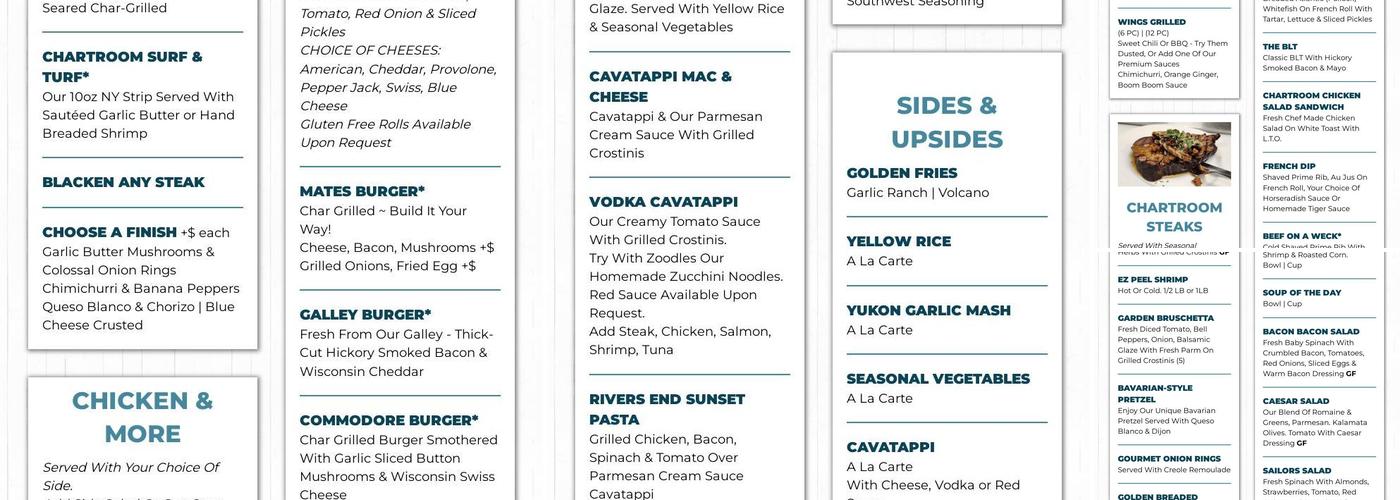 Chartroom Restaurant Menu