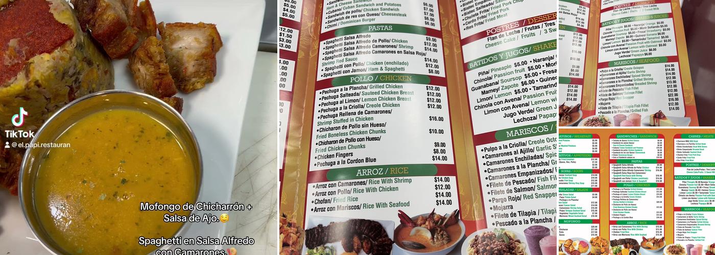 El papi restaurant Menu