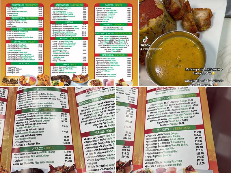 El papi restaurant Menu