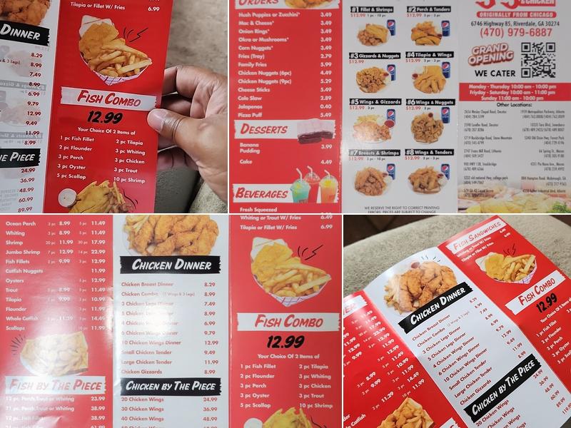 J &J Fish and Chicken Menu
