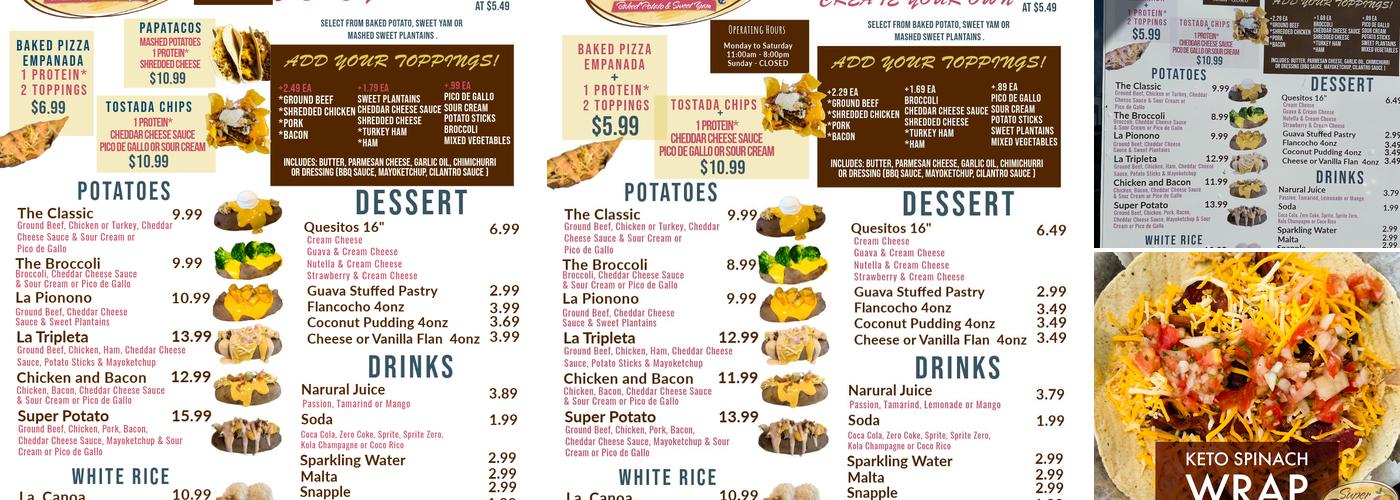 Super Potatoes Menu