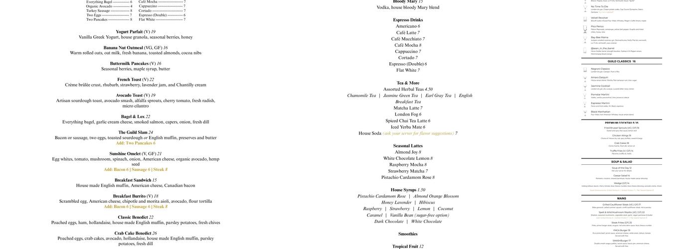 The Guild Bar Menu