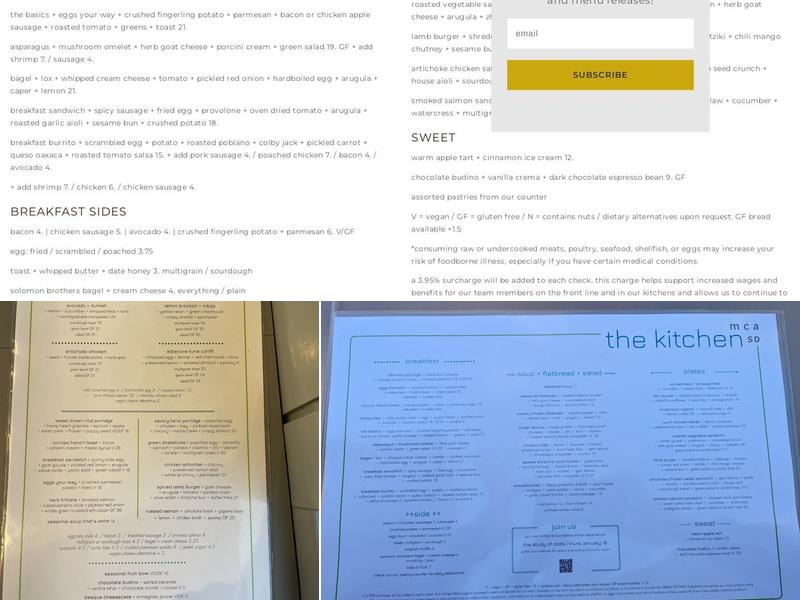 the kitchen @mcasd Menu