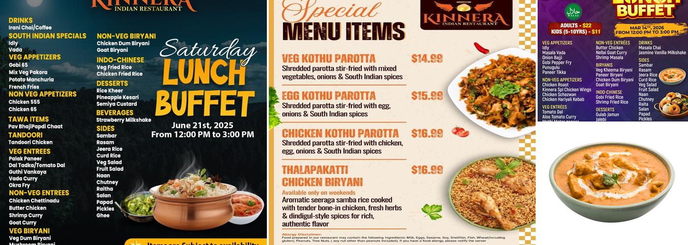 Kinnera Indian Restaurant Menu