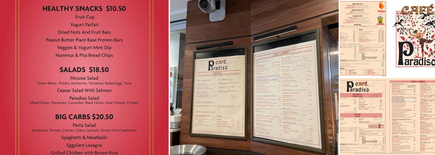 Cafe Paradiso Menu