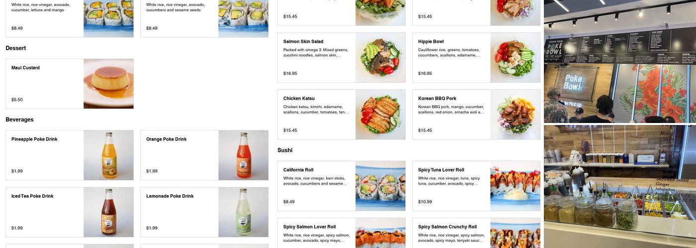 Poke Bowl Menu
