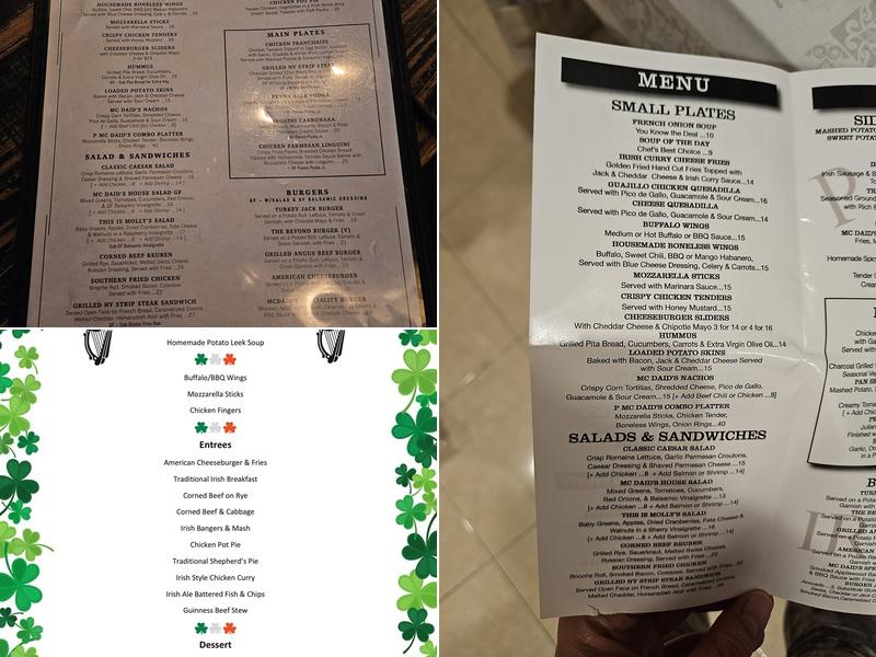 P. McDaid’s Irish Pub Menu