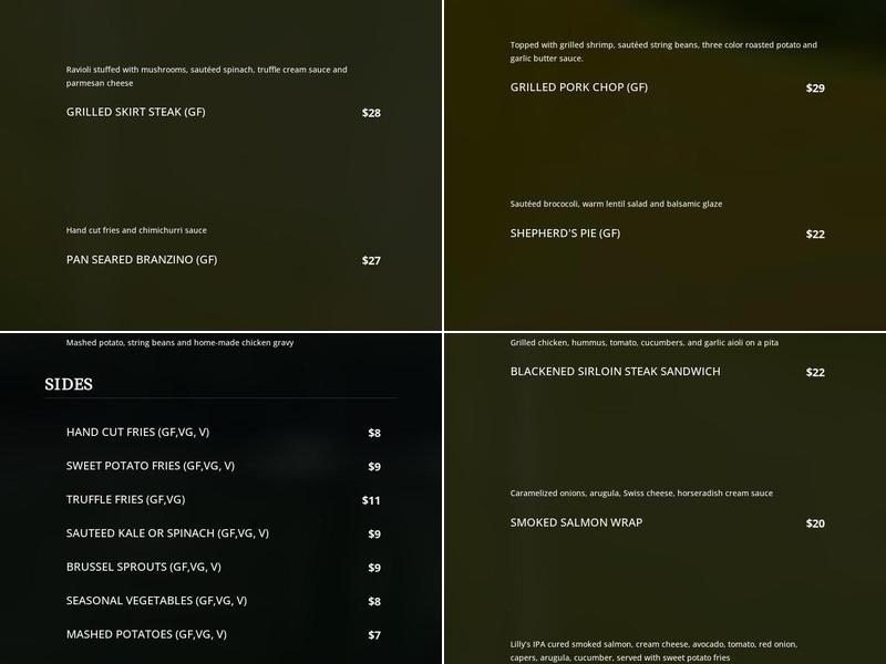 The Molly Pitcher Club Menu