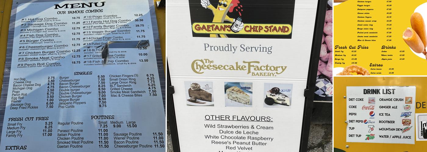 Gaetan’s Chip Stand Menu