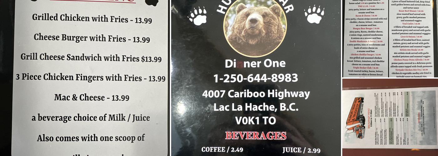 Hungry Bear Diner One Menu