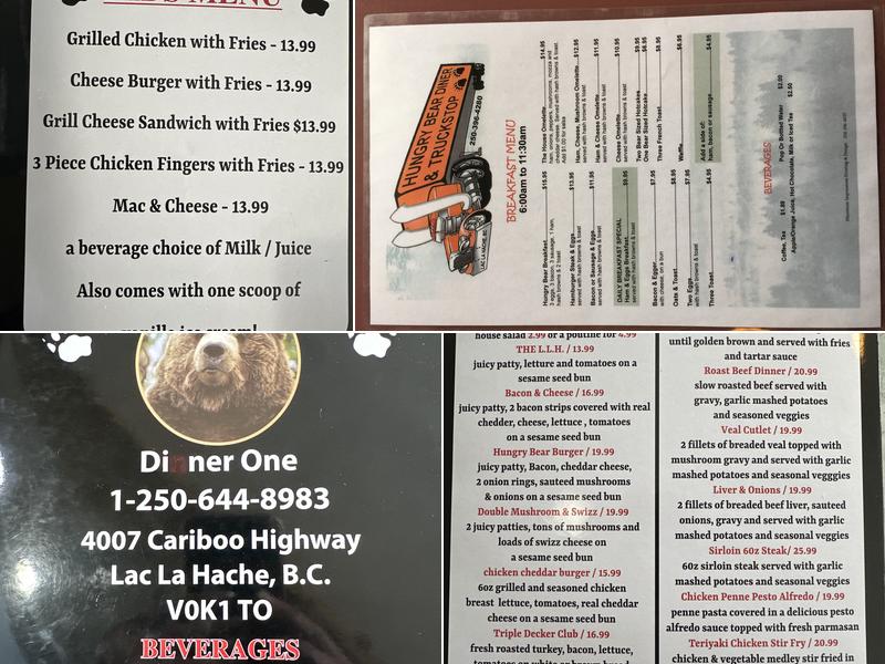 Hungry Bear Diner One Menu