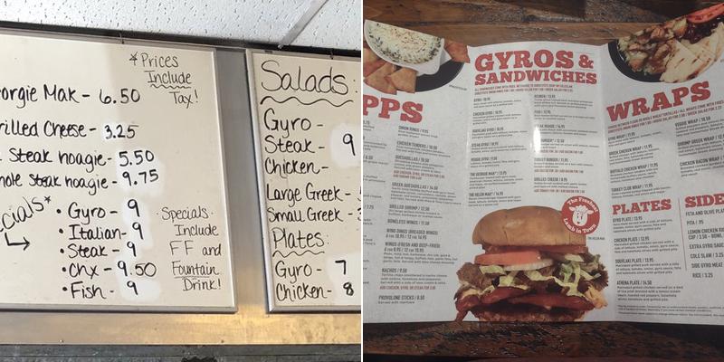 Mike & Tony's Gyros Menu