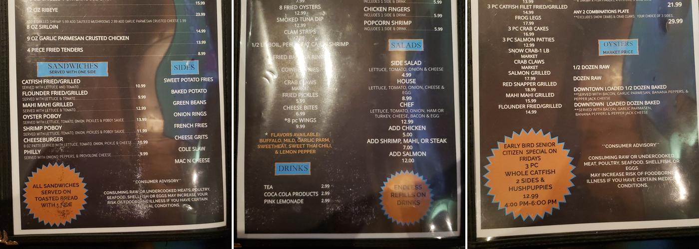 Fish Hooks Menu