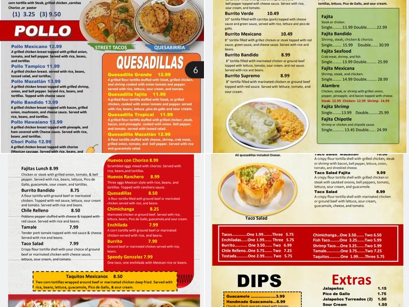 Bandidos Mexican Grill & Cantina Menu