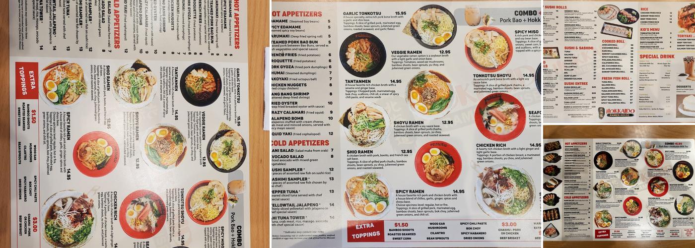 Hokkaido Ramen House Menu