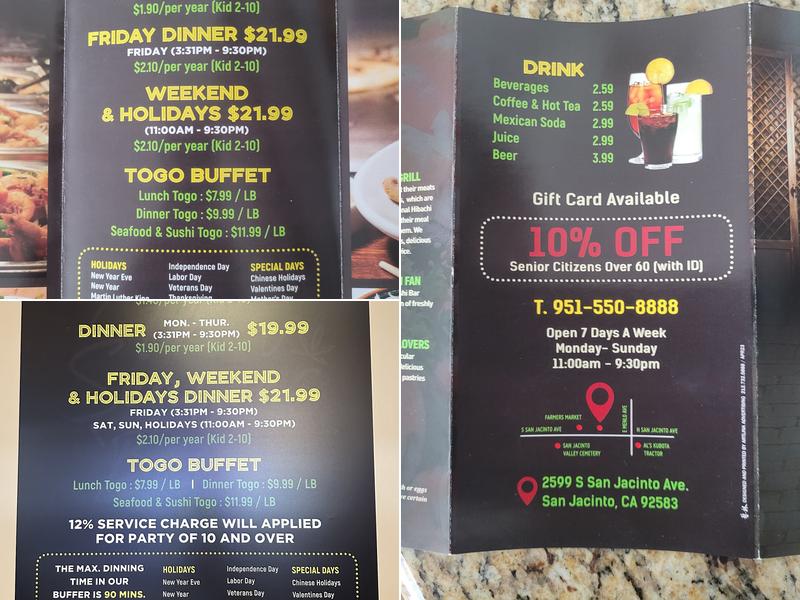 Four Season Buffet Menu