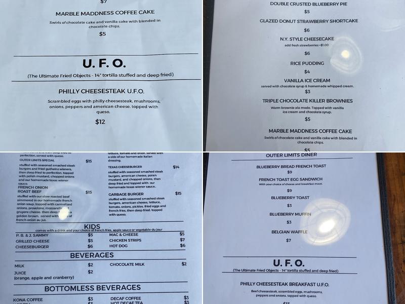 Outer Limits Diner Menu