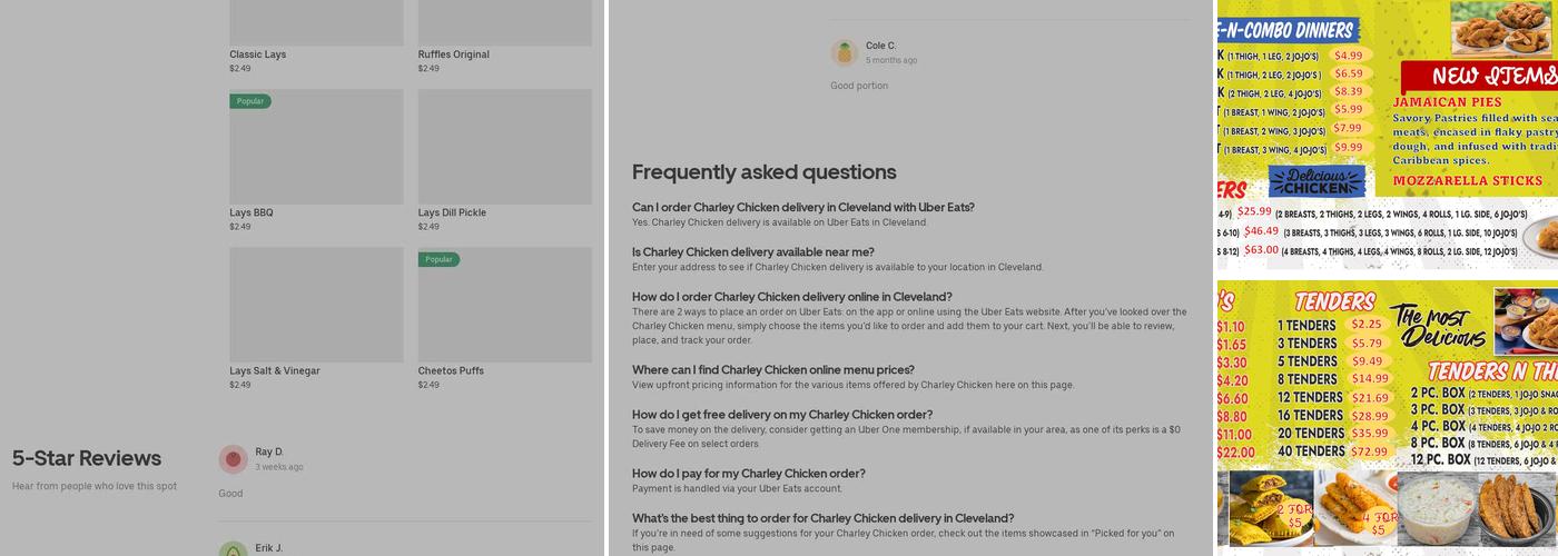 Charley Chicken Menu