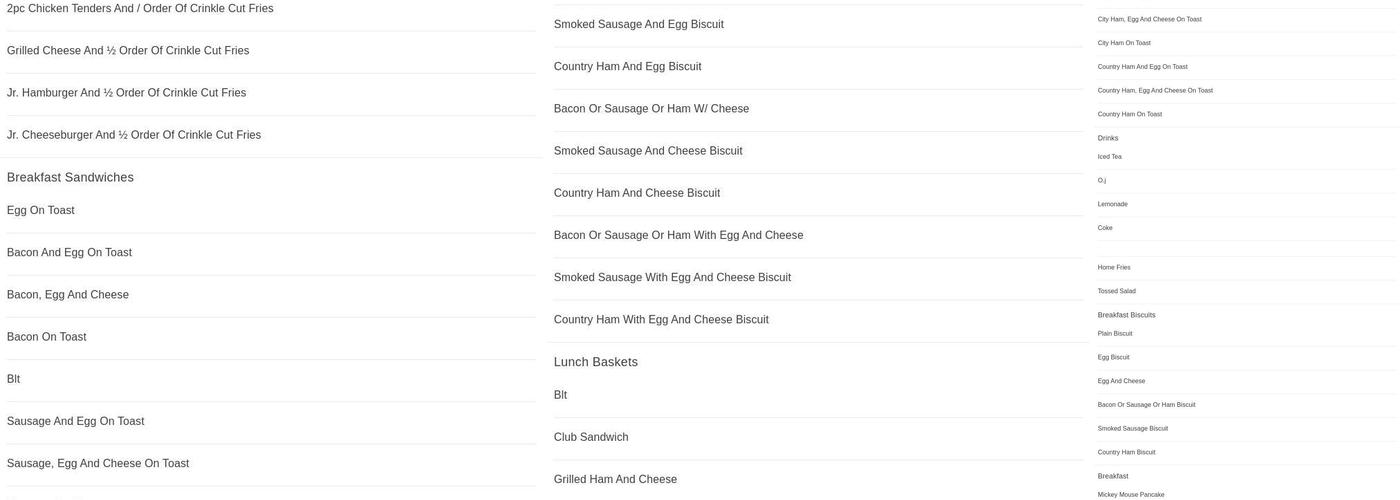 Gramma's Menu